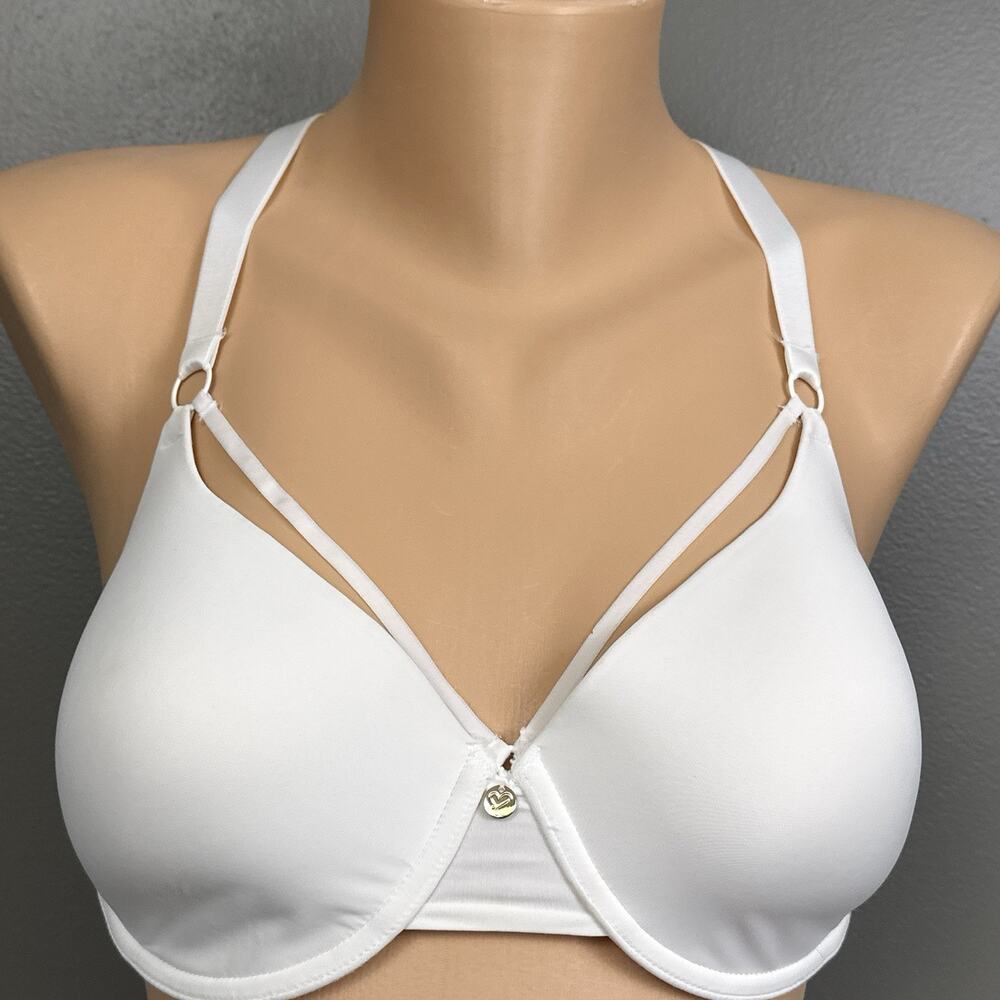 Essential Bodywear Bra Size 32E White Cage Strappy Lined Molded Underwire White